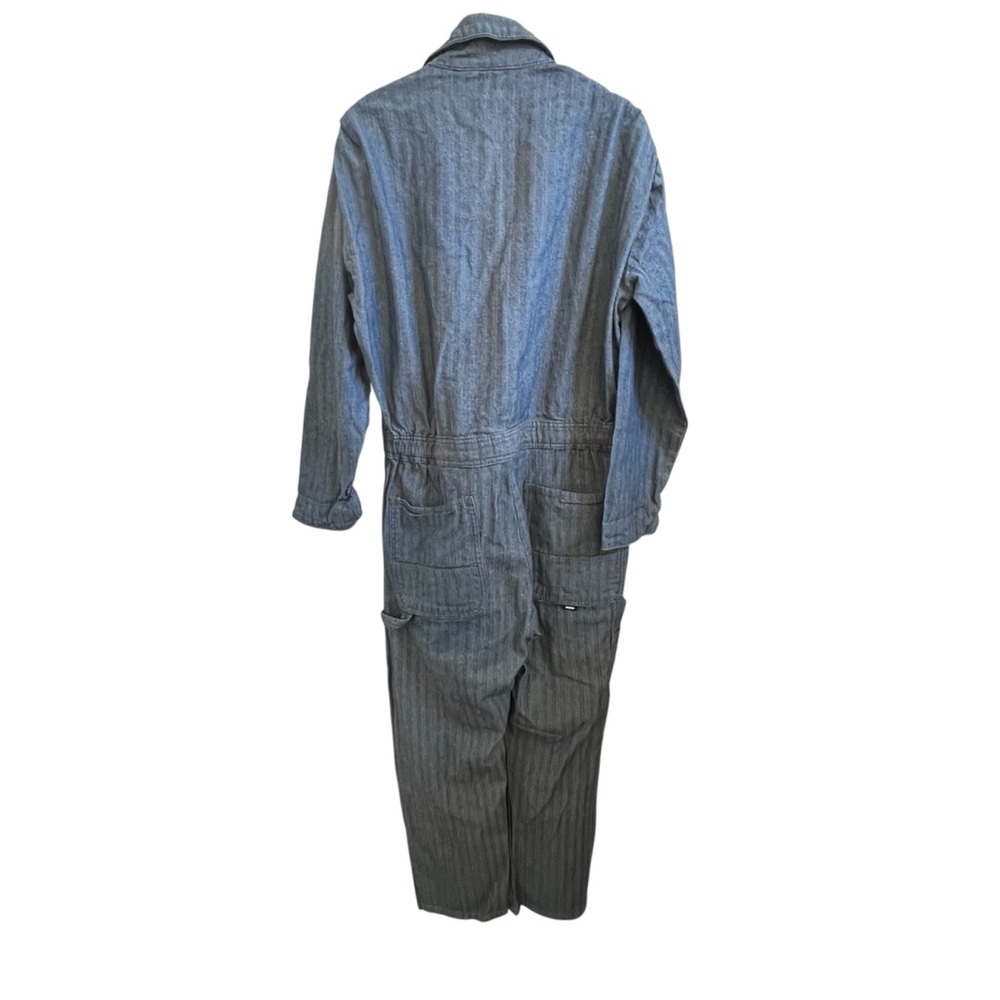 Berne Blue Herringbone Work Canvas Coveralls Jumpsuit  Zip Up SZ SM Short - Picture 3 of 12